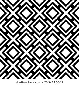 Geometric Seamless Pattern in black and White. This decorative Design is perfect for backgrounds, wallpapers, textile prints, web elements, and packaging. It is available as an EPS file.