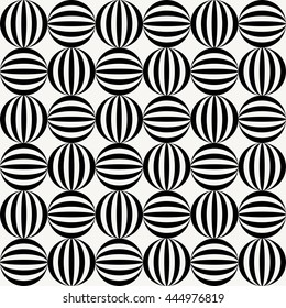 Geometric seamless pattern with black and white ellipses, op art background, vector illustration