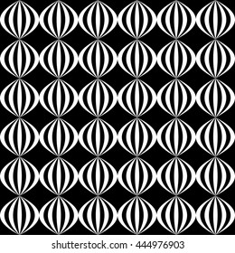 Geometric seamless pattern with black and white ellipses, op art background, vector illustration