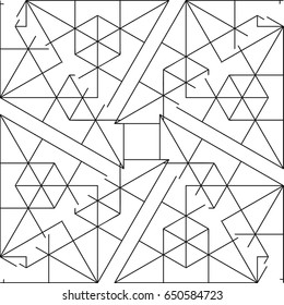 Geometric Seamless Pattern Black White Background Stock Vector (Royalty ...