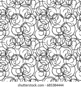 Geometric seamless pattern. Black White circles. Rainwater