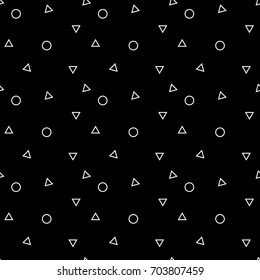 Geometric Seamless  pattern with black and white. Form a triangle, a line, a circle. 