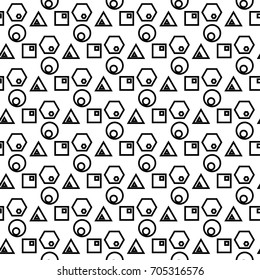 Geometric seamless pattern. Black and white monochrome background