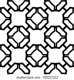 Geometric seamless pattern. Black and white monochrome background