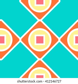 Geometric seamless pattern, blue color geometric background, vintage pattern