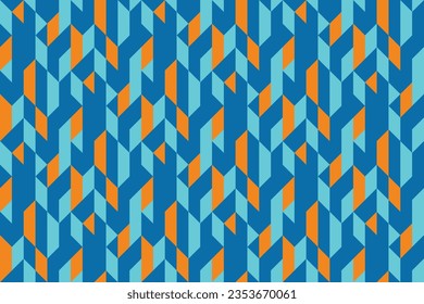 Geometric seamless pattern with blue and orange color. Simple regular background.