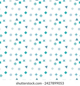 geometric seamless pattern Blue tone, white background vector drawing