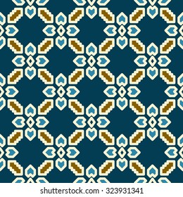 Geometric seamless pattern in blue and yellow colors. Vector illustration.