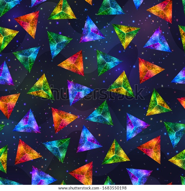 Geometric Seamless Pattern Bright Colorful Triangles Stock Vector ...