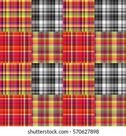 Geometric seamless pattern, bright motley cell, tartan, pattern, multicolored patchwork, vector.