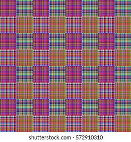Geometric seamless pattern, bright motley cell, tartan, pattern, multicolored patchwork, vector.