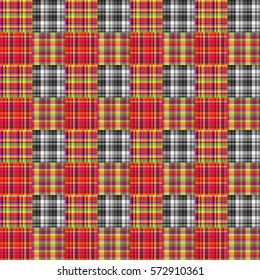Geometric seamless pattern, bright motley cell, tartan, pattern, multicolored patchwork, vector.