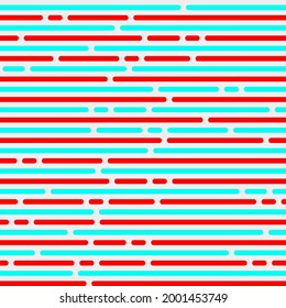 Patrón geométrico sin soldadura con líneas de color de neón brillantes sobre un fondo aislado gris. Resumen de rayas rojas y turquesas. Excelente para tela, papel pintado, textil, envoltura. Esbozo vectorial.
