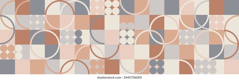 Geometric seamless pattern with brown patterns, Scandinavian style ornament. Coffee fashionable color pattern for textile and wallpaper, gift design trend.