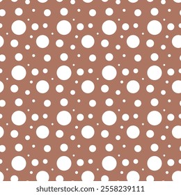 Geometric seamless pattern in brown.Polka dots bubbles circles repeat pattern.Vector graphic illustration abstract background wallpaper.