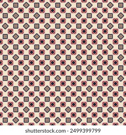 Geometric Seamless Pattern built from multiple shapes including square, circles and triangle for gift wrap, textile, books, cards, papers, craft supplies