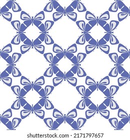Geometrisches nahtloses Muster mit Schmetterlingen. Handgezeichnete Vektorgrafik, flaches Farbdesign.