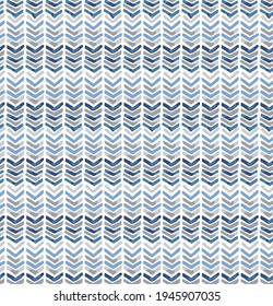 Geometric seamless pattern. Chevron blue repeated pattern on white background.
