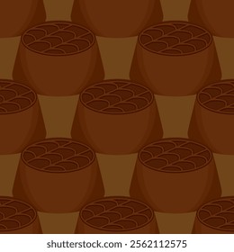 Geometric seamless pattern with chocolate pralines - hand drawn vector illustration.