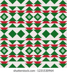 Geometric seamless pattern for christmas background wallpaper decoration. Good also for fashion textile print vector illustration with red, green and white colorful shape.
