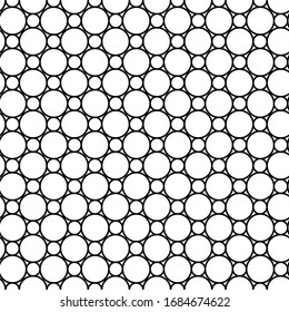 Geometric Seamless Pattern. Circle Endless Texture. Geometric Background With Many Big And Small Round Shapes. Abstract Paper Background. Black And White Wallpaper With Outline Elements. Vector.