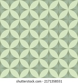 Patrón geométrico sin soldadura. Diseño gráfico circular ornamental sobre fondo verde sabio. Vector moderno y elegante. Textil, impresión de tela, decoración de pared, patrón de azulejos.