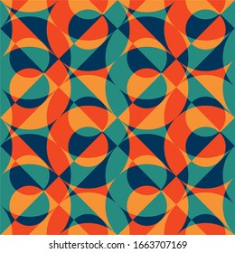 Geometric seamless pattern with circles in 4 colors. Vector illustration. 