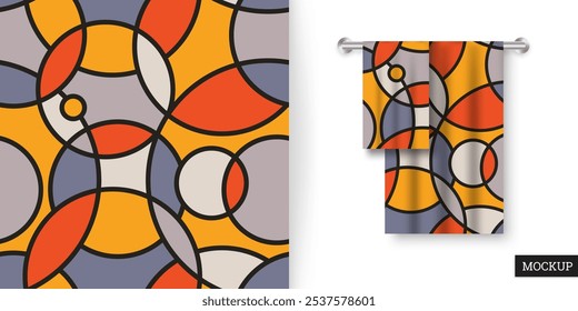 Patrón geométrico sin fisuras con círculos. Fondo abstracto colorido. Repitiendo textura. Ilustración vectorial de Formas geométricas. Ornamento moderno. Papel de diseño, Fondo de pantalla, tela. Maqueta.