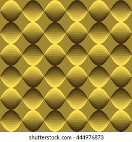 Geometric seamless pattern with circles, gold background, vector illustration