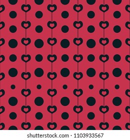 Geometric seamless pattern. Circles and hearts