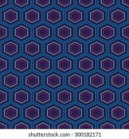 geometric seamless pattern with circles honeycombs for honey - vector illustration