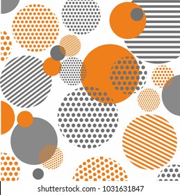 Geometric seamless pattern with circles, stripes, dots. Pattern for fashion and wallpaper. Vector illustration. Background