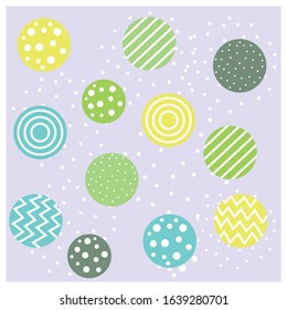 Geometric seamless pattern with circles, stripes, dots. Pattern for fashion and wallpaper. Vector illustration. Background