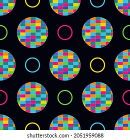 Geometrisches nahtloses Muster von Kreisen. Vektorgrafik, die den Hintergrund wiederholt. Symmetrisches Muster