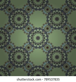 Geometric seamless pattern circular ornament. Vector multicolor mandalas in blue, brown and neutral colors. Perfect for any kind of design, wedding, birthday, holidays, kaleidoscope, medallion.