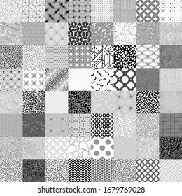 Geometric seamless pattern. Collection of 64 different backgrounds. Black and white. Vector illustration EPS 10