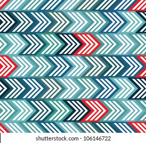 Geometric Seamless Pattern With Color Arrows, Vector Background.