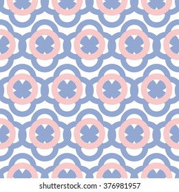 Geometric seamless pattern in color of the year 2016. Abstract circle print. Rose quartz and serenity violet colors.