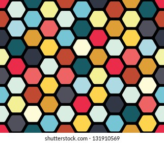 Geometric seamless pattern with colored cells