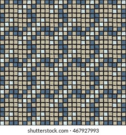 Geometric seamless pattern. Colored squares on a black background, painted by hand.