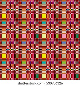 Geometric seamless pattern - colorful check, vivid color