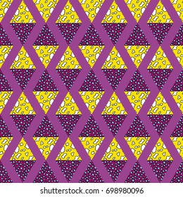 Geometric seamless pattern. Colorful, diamonds beautiful patterns. The style of Memphis.