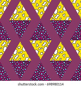 Geometric seamless pattern. Colorful, diamonds beautiful patterns. The style of Memphis.