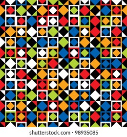 Geometric seamless pattern with colorful elements, vector background.