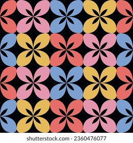 geometric seamless pattern with colorful flowers