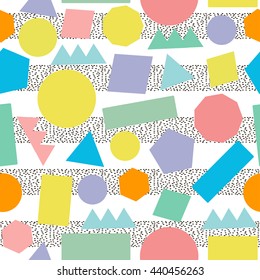 Geometric seamless pattern. Colorful retro background.Abstract.  80's - 90's years design style.Trendy