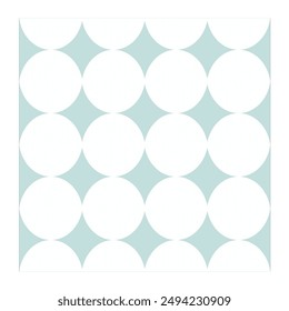 geometric seamless pattern with colorful semicircles and circles. Modern abstract background. doft green and white colors. Vector illustration