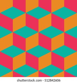 Geometric seamless pattern with colorful squares in retro design, vector illustration
