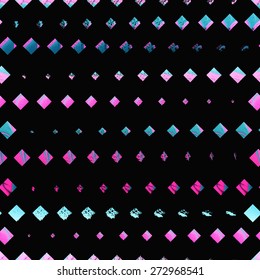 Geometric seamless pattern of colorful watercolor details. Background of bright diamonds. Ink texture. Cosmos illusion seamless pattern