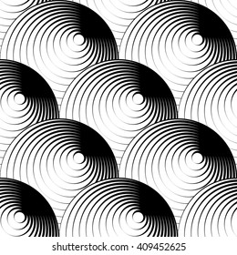 Geometric seamless pattern with concentric circles, rings